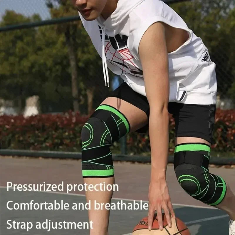 Manchon compression genou sangles ajustables course entraînement sport - Wellness Fusion
