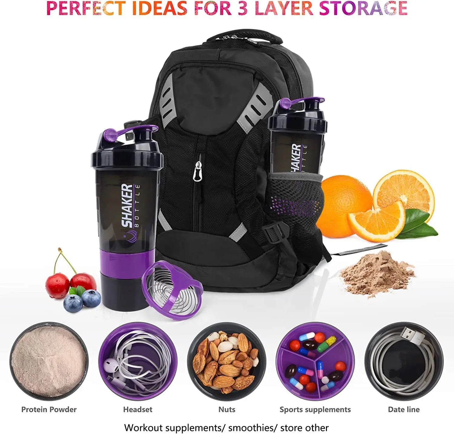 Shaker protéine 500ml portable mélangeur fitness sans grumeaux - Wellness Fusion