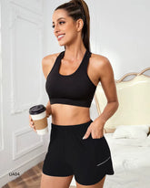 Short sport femme taille haute léger été fitness running poches - Wellness Fusion